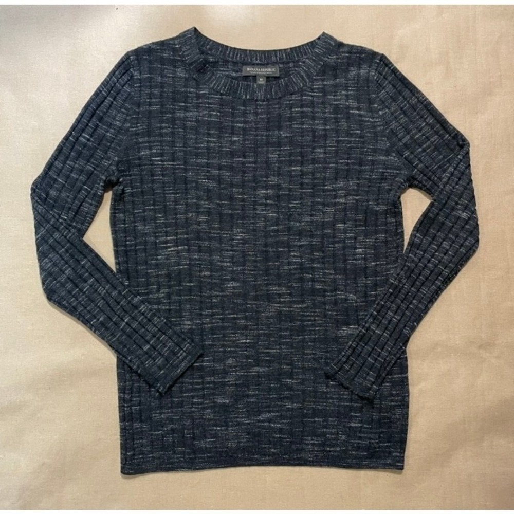 Banana Republic Merino Wool Lightweight Sweater Sz M Unisex Charcoal Gray Slim